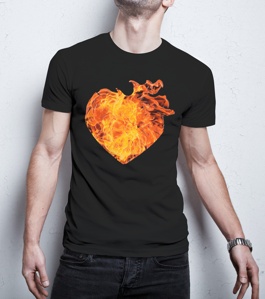 Valentines Day Big Heart Of Fire T-Shirt