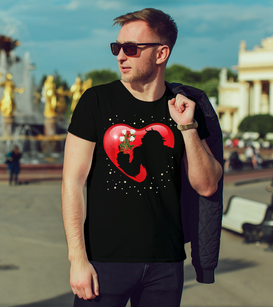 Bigfoot Red Heart White Flower Valentine's Day T-Shirt