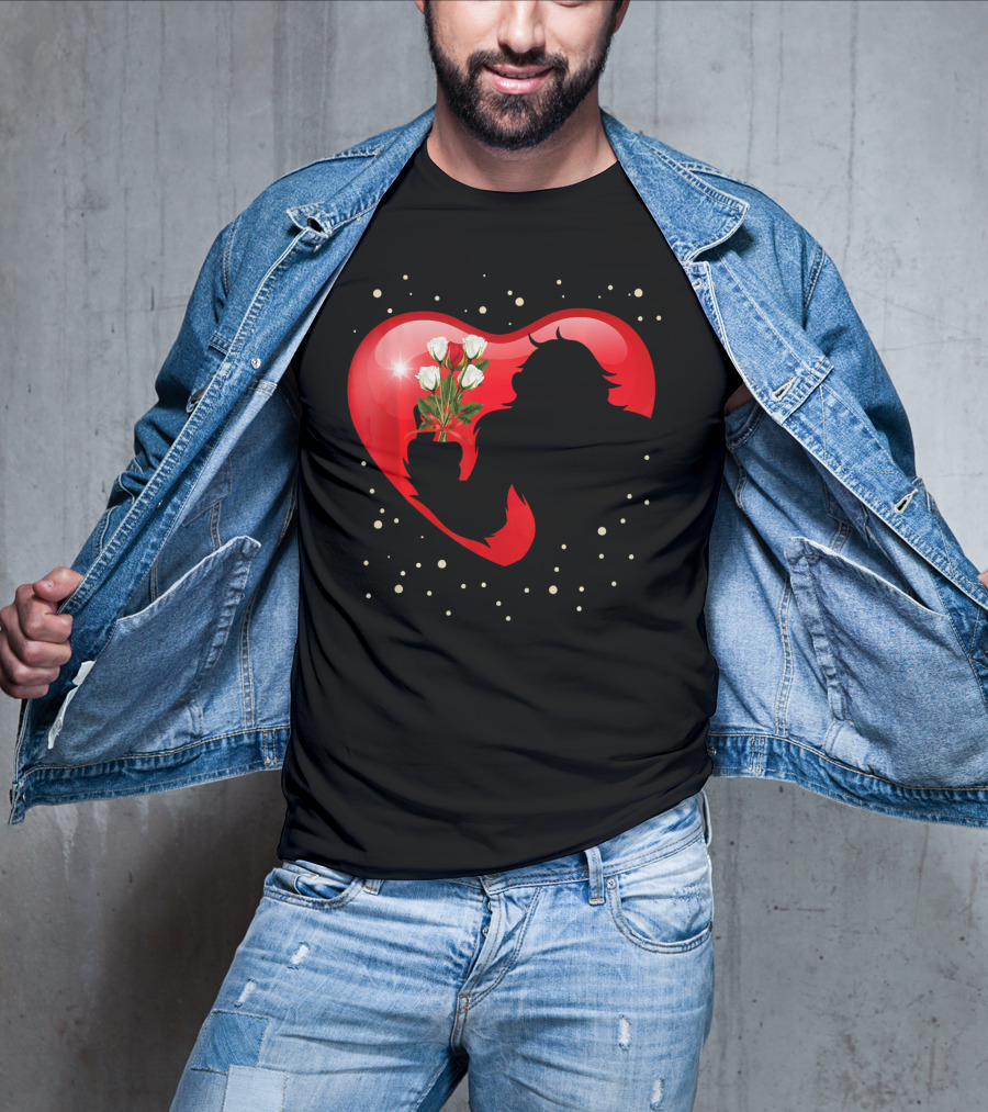 Bigfoot Red Heart White Flower Valentine's Day T-Shirt