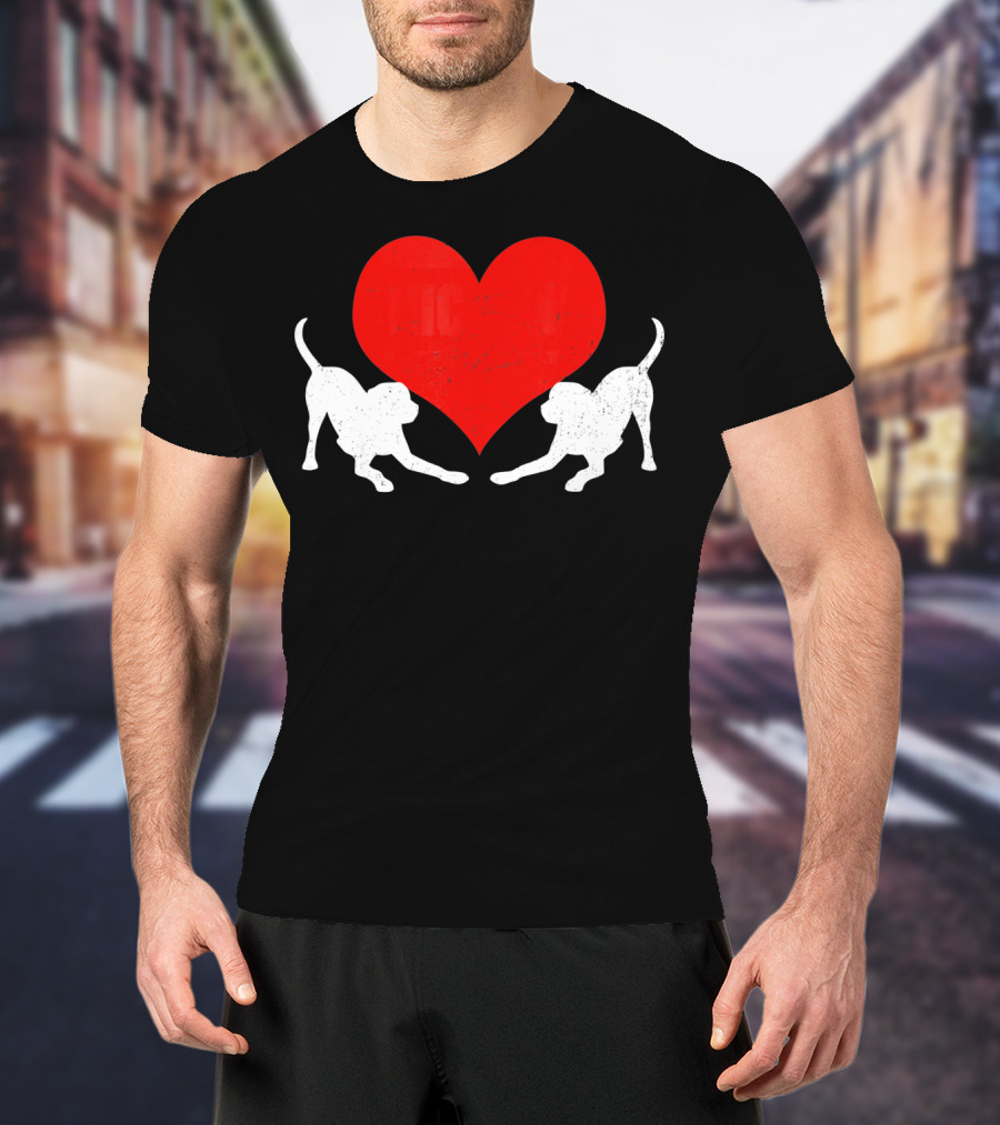 Valentine's Day Black Mouth Cur With Heart T-Shirt
