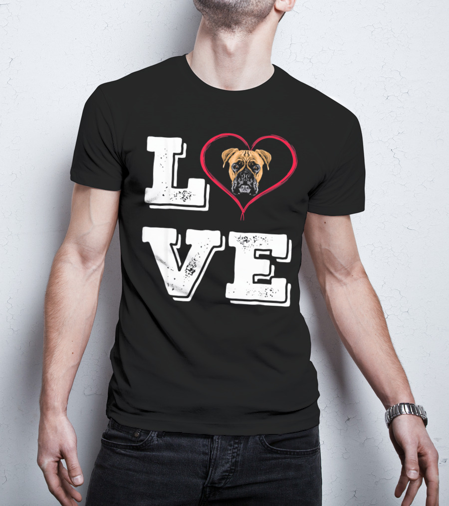Boxer Dog Love Heart Va Dog Mom T-Shirt