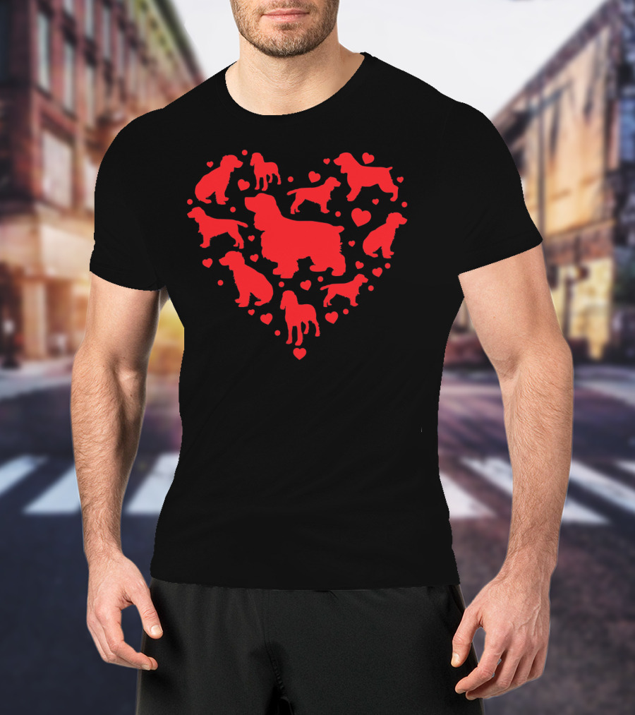 Cocker Spaniel Heart Silhouette Valentines Day T-Shirt