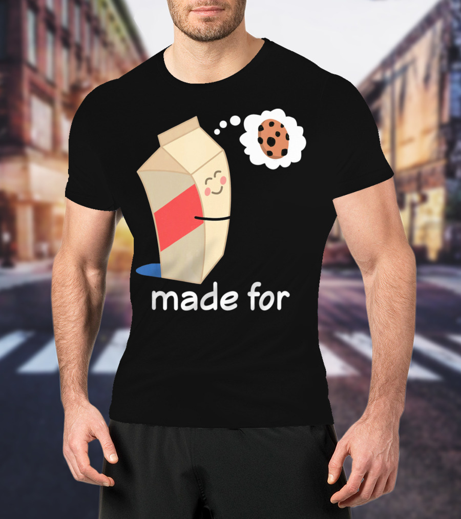 Couples Valentines Day Matching Made For Milk And Cookie T-Shirt