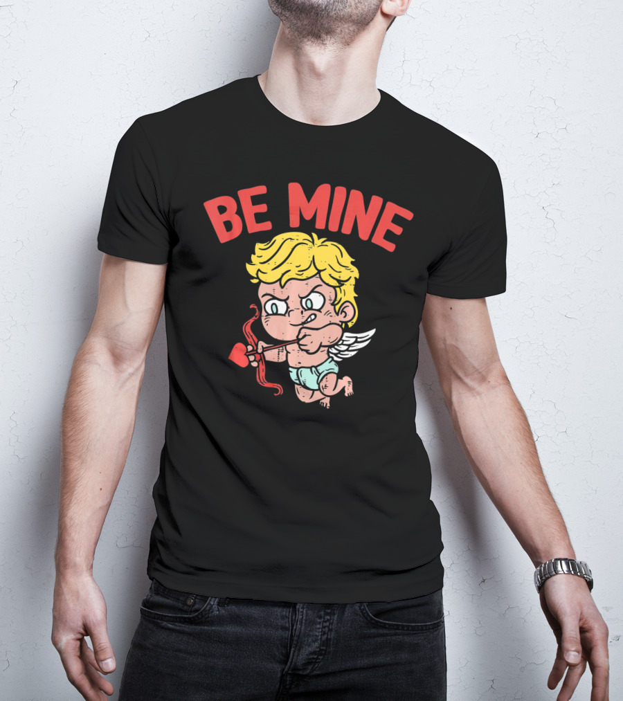 Be Mine Funny Valentine's Day Cupid With Bow And Heart Arrow T-Shirt
