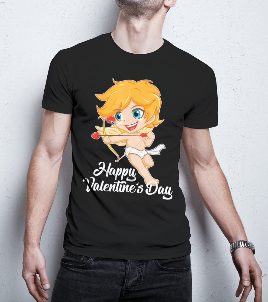 Happy Valentine's Day Cupid Bow And Heart Arrow T-Shirt