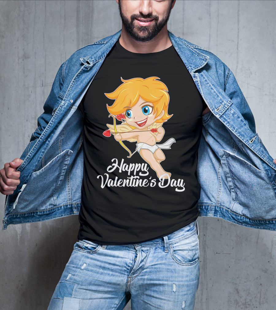 Happy Valentine's Day Cupid Bow And Heart Arrow T-Shirt