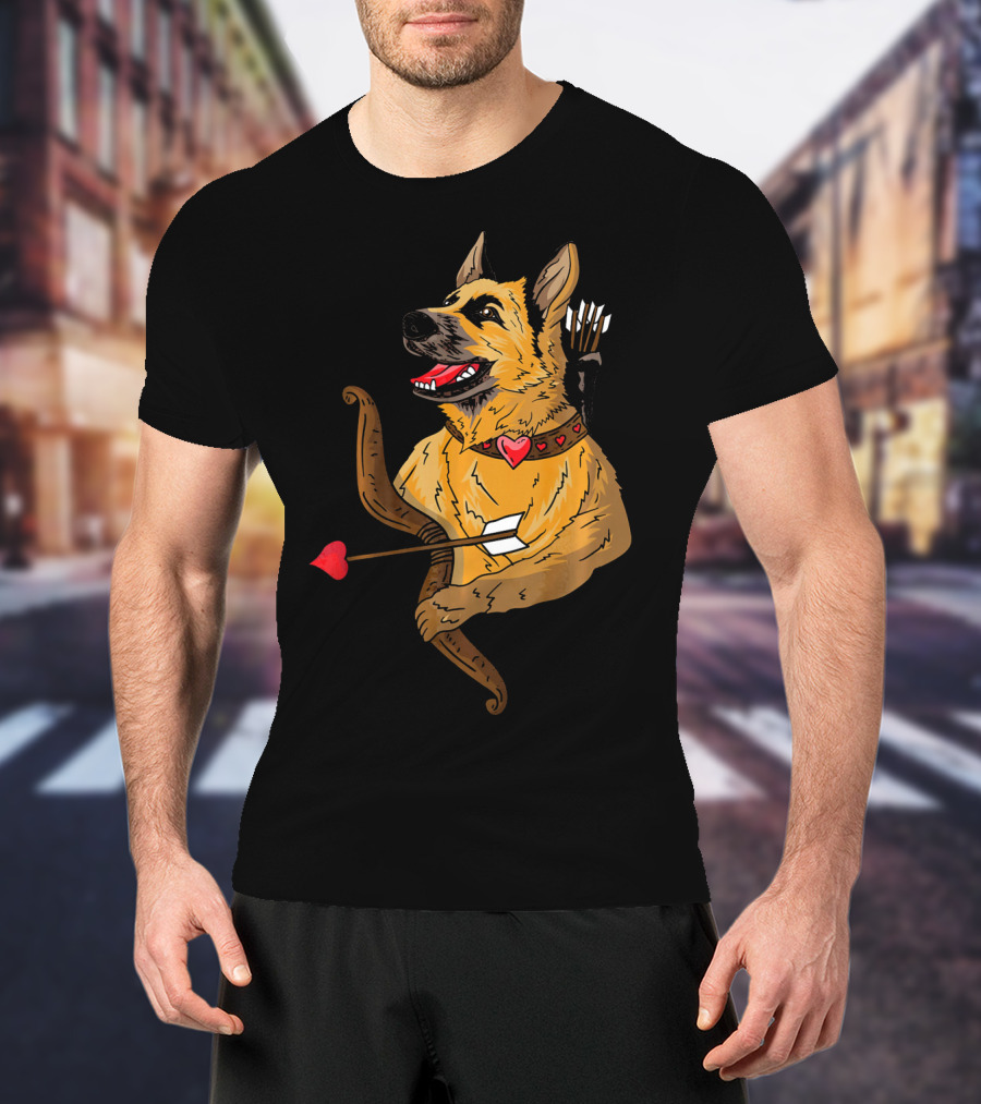 Cupid German Shepherd With Bow And Heart Arrow Dog Lovers T-Shirt