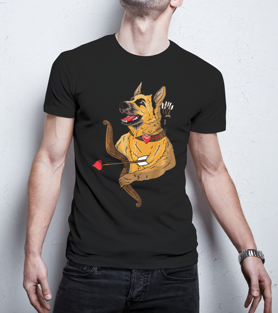 Cupid German Shepherd With Bow And Heart Arrow Dog Lovers T-Shirt
