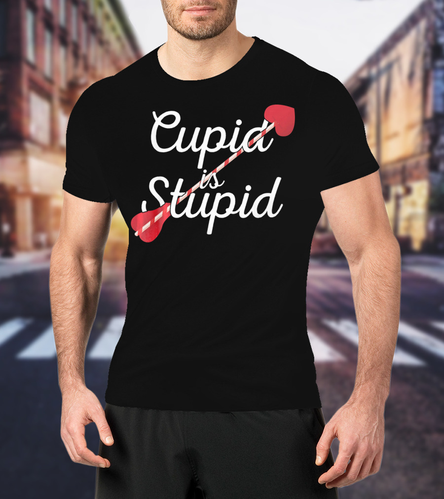 Cupid Is Stupid Funny Valentines Heart Arrow T-Shirt