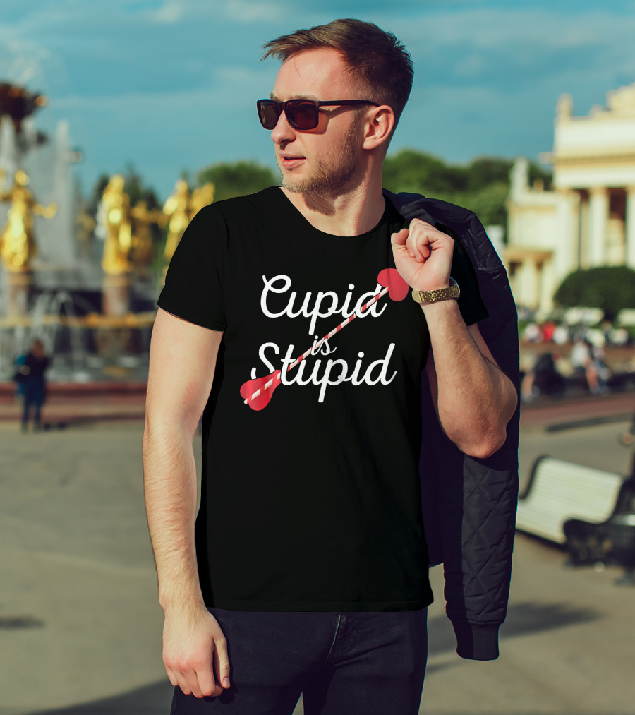 Cupid Is Stupid Funny Valentines Heart Arrow T-Shirt