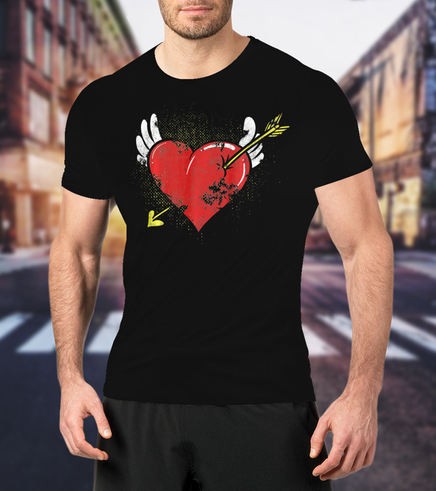 Cupid Valentine Heart With Arrow And Wings Matching Coup T-Shirt