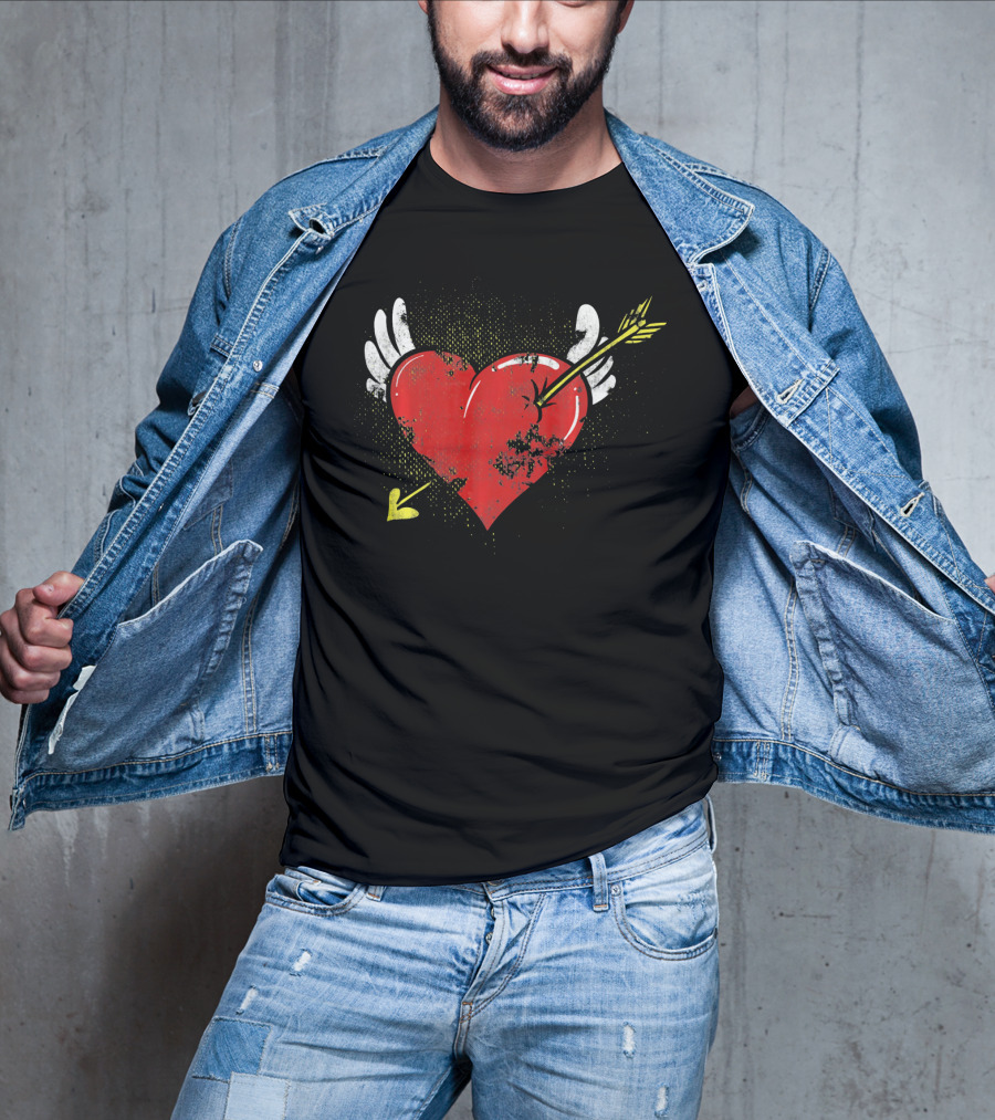 Cupid Valentine Heart With Arrow And Wings Matching Coup T-Shirt