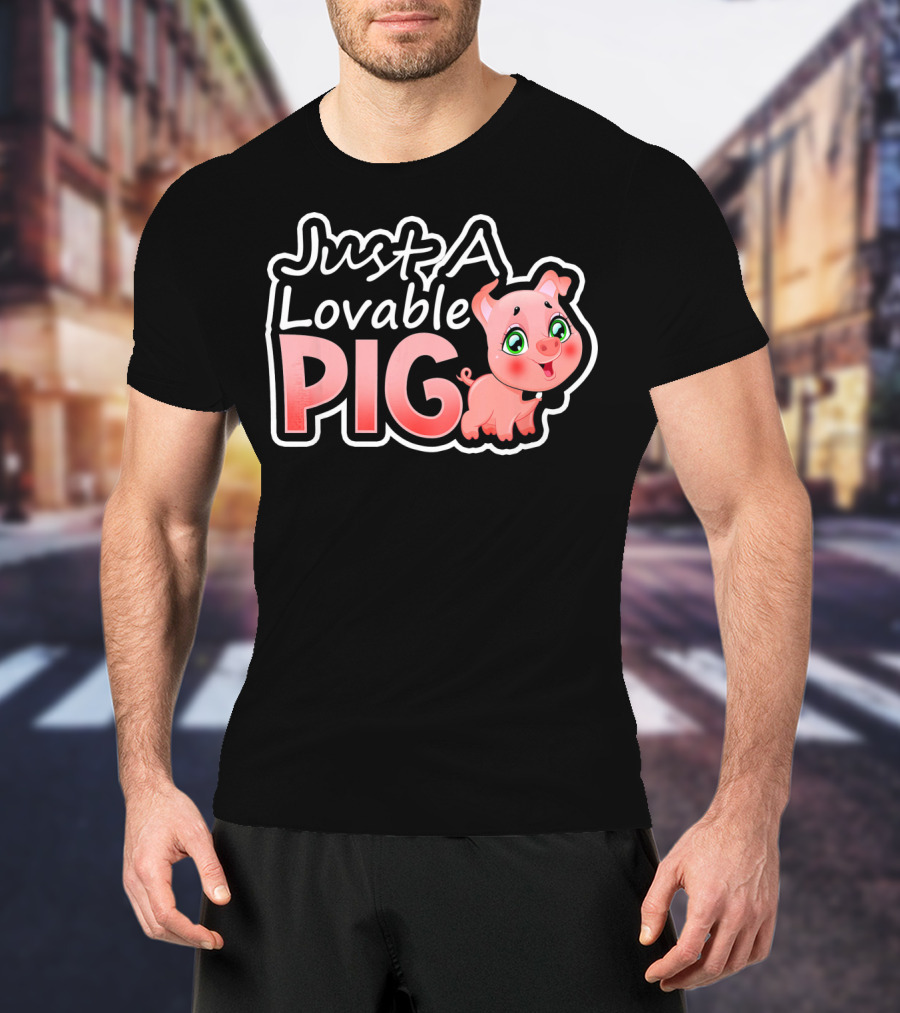 Just A Lovable Pig Cute Couple Valentines Day T-Shirt