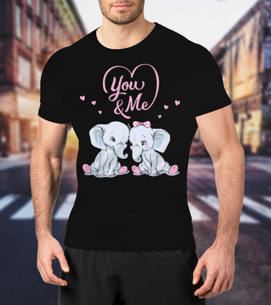You And Me Cute Couple Elephants In Love Valentines T-Shirt