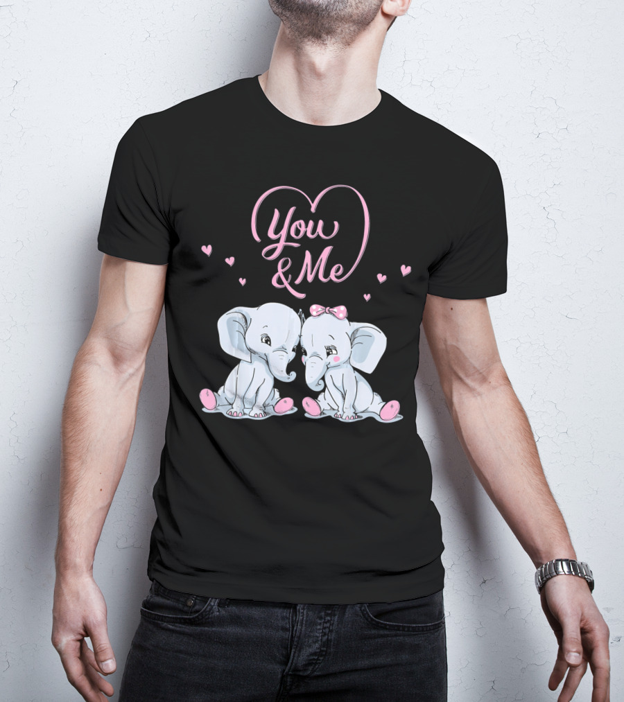 You And Me Cute Couple Elephants In Love Valentines T-Shirt