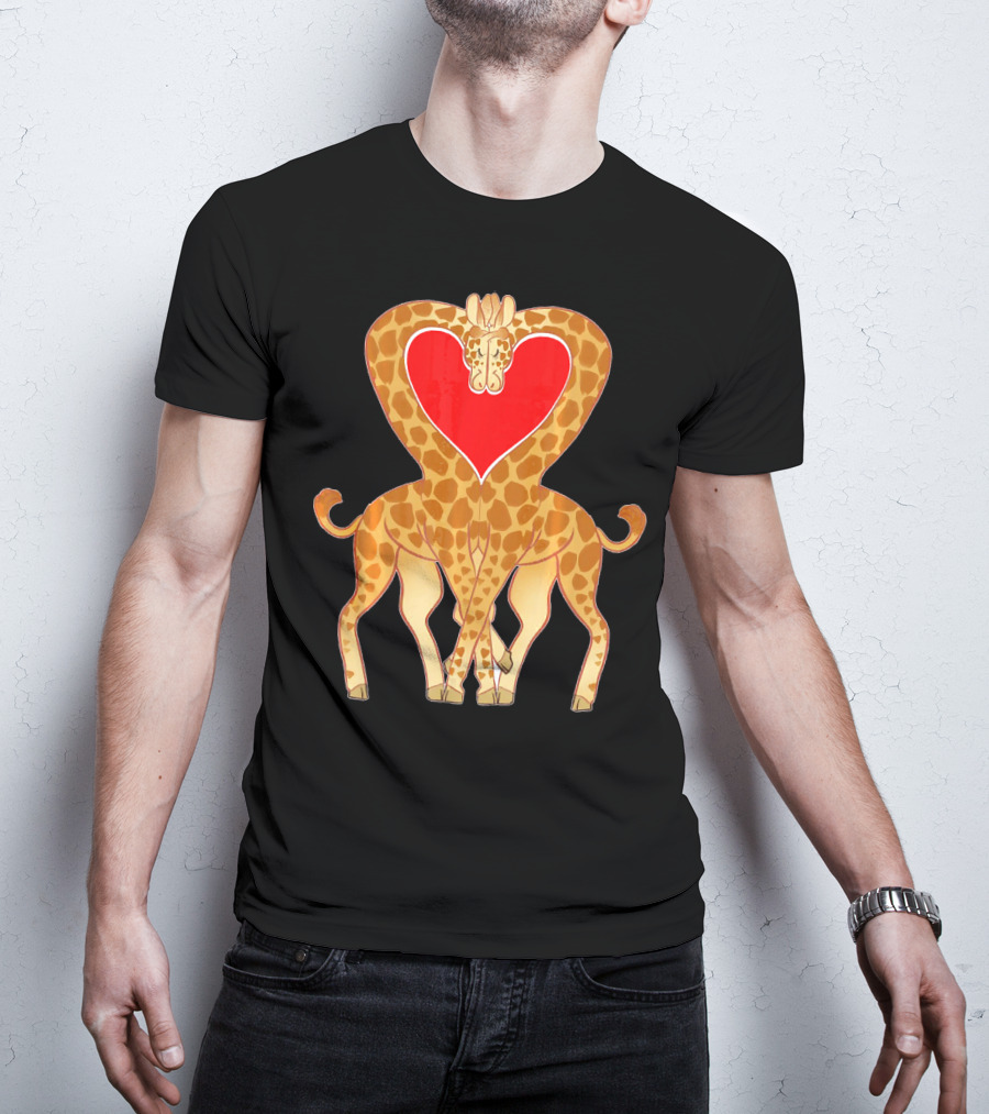 Cute Heart Giraffe Funny Valentine T-Shirt