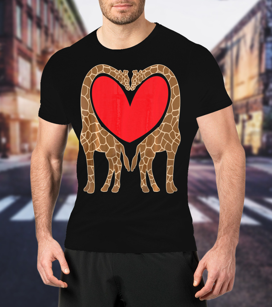 Cute Giraffe Heart Shape Valentine Fun T-Shirt