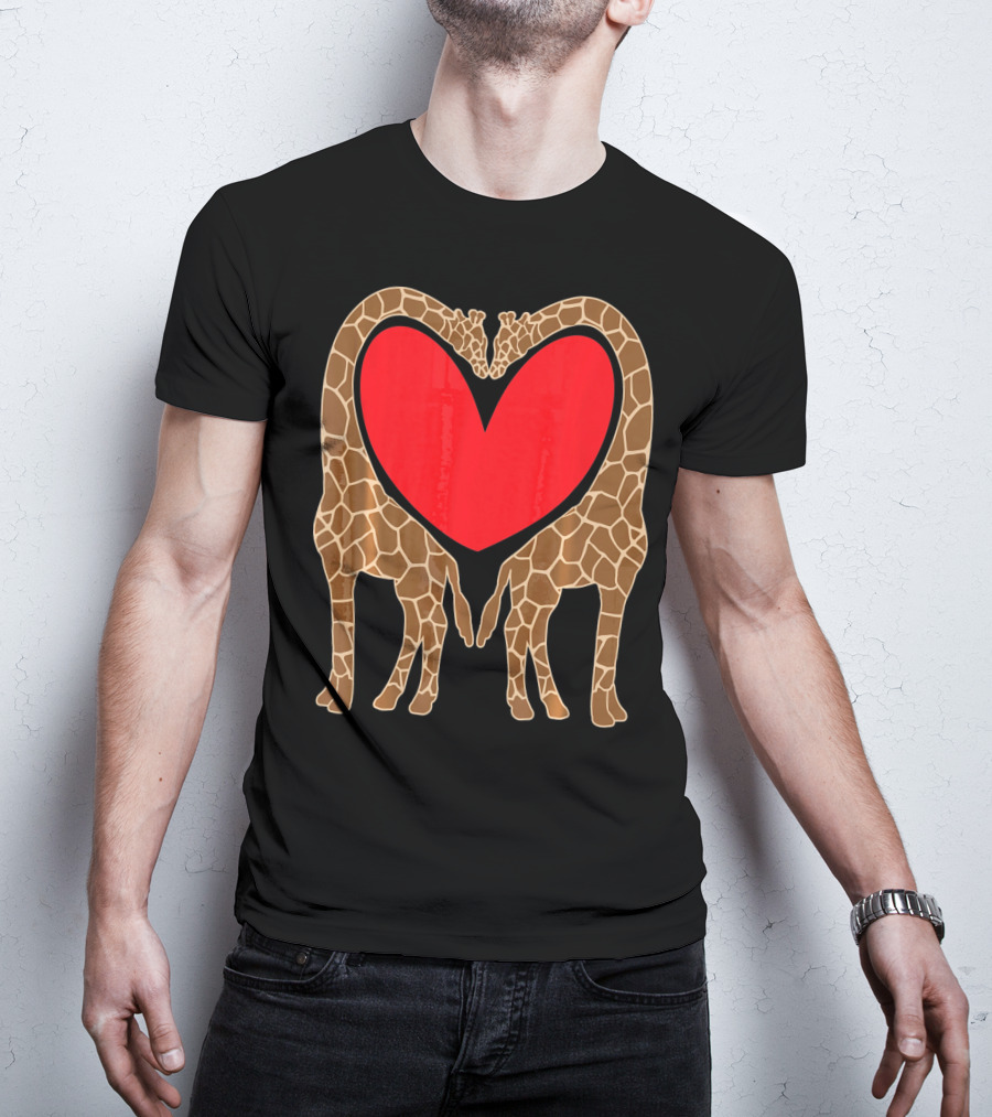 Cute Giraffe Heart Shape Valentine Fun T-Shirt