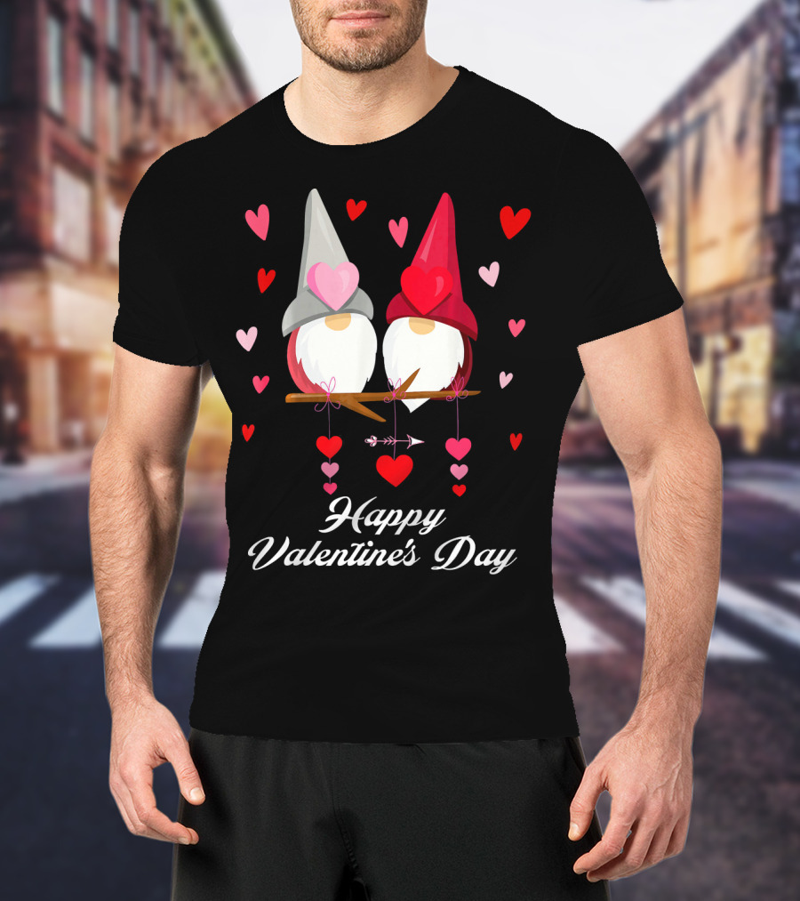Happy Valentine's Day Cute Gnomes Hearts T-Shirt