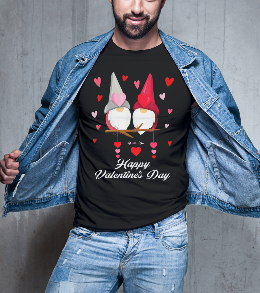 Happy Valentine's Day Cute Gnomes Hearts T-Shirt