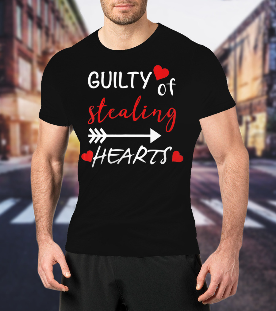 Guilty Of Stealing Hearts Cute Heart Valentines Day T-Shirt