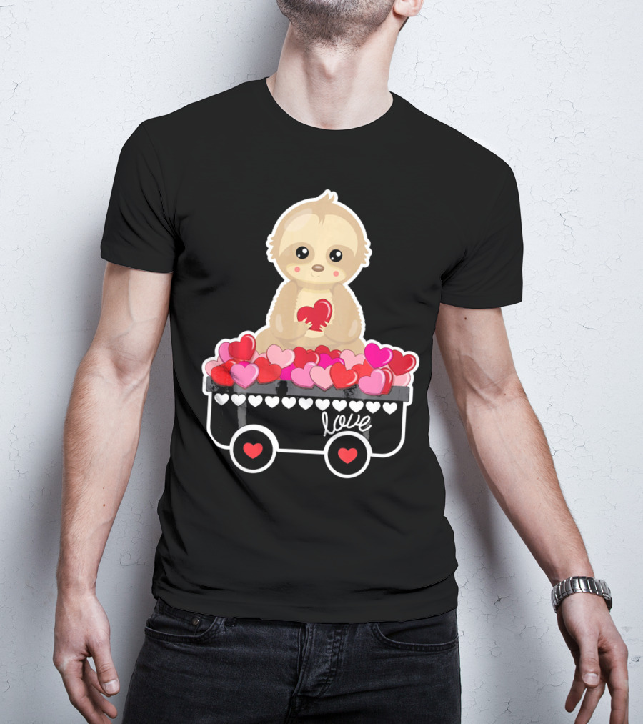 Valentine's Day Love Sloth With Heart Cart T-Shirt