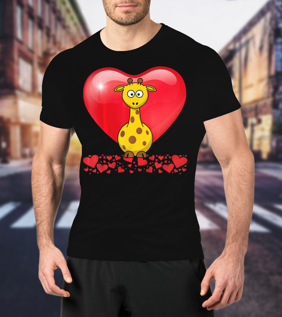 Cute Valentine's Day Heart Giraffe Valentin T-Shirt