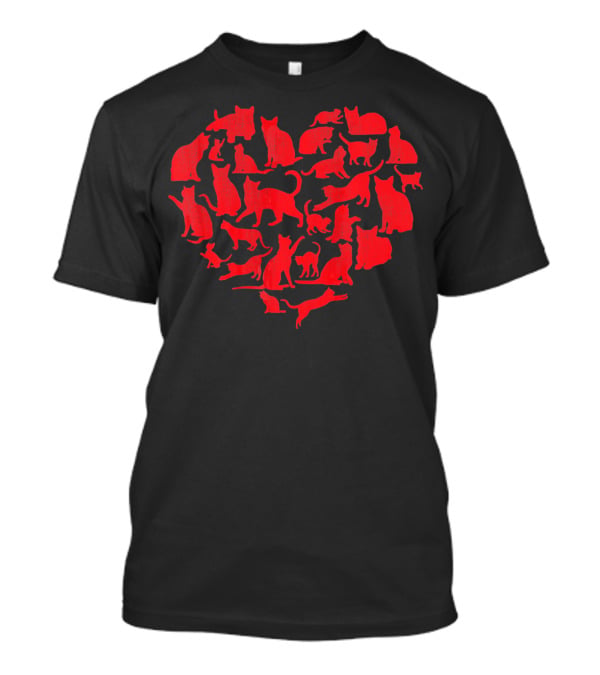 Cats Heart Shape Vintage Cat Val Red T-Shirt
