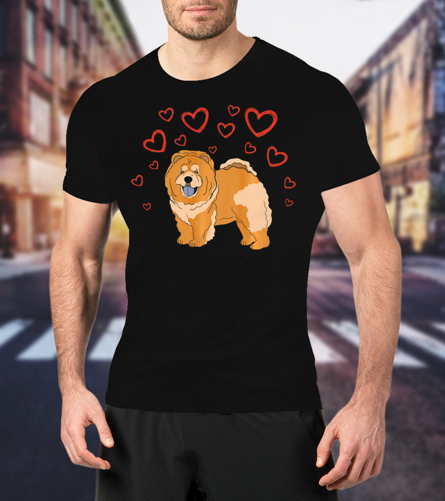 Chow Chow Surrounded By Hearts Valentine Love T-Shirt