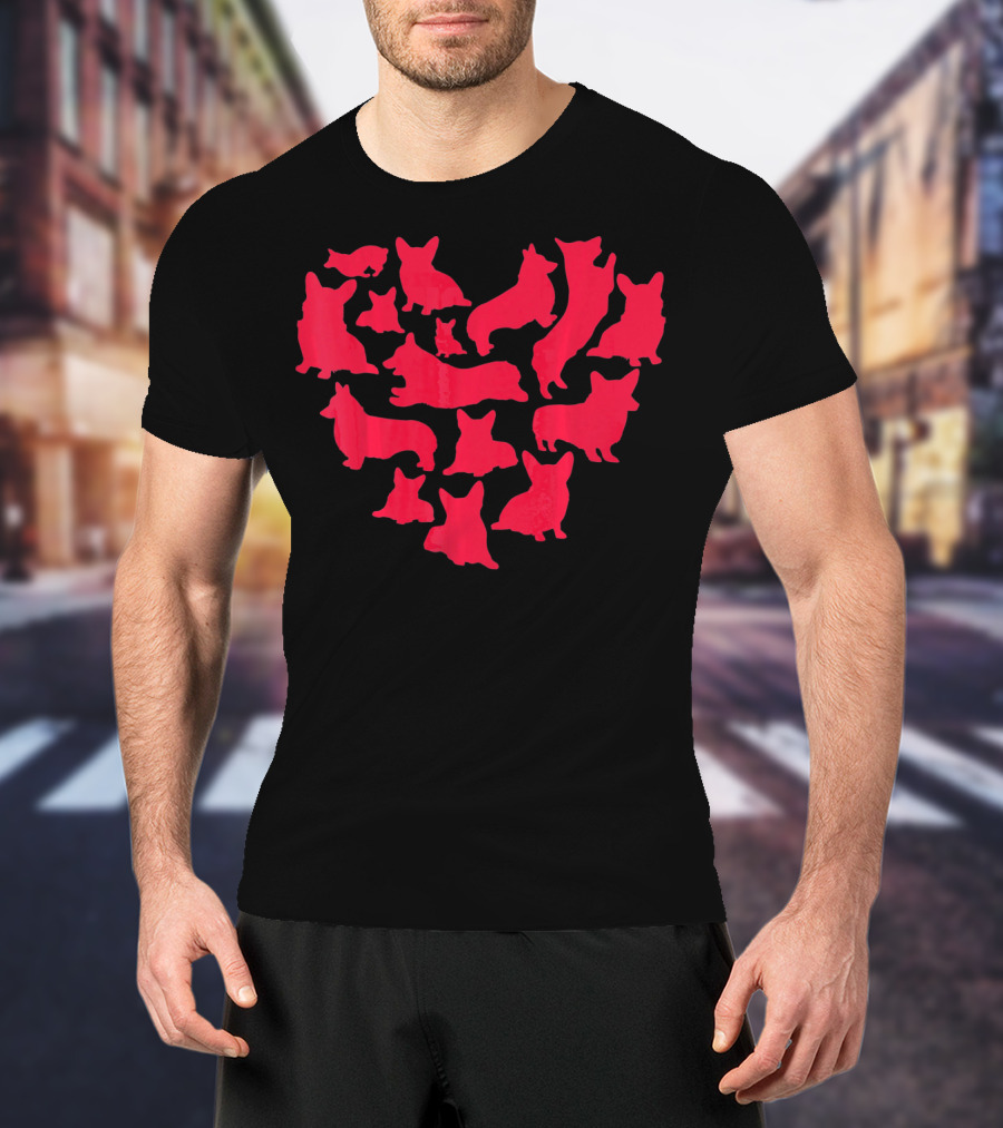 Corgi Heart Shaped Pattern For Valentine's Day Dog Love T-Shirt