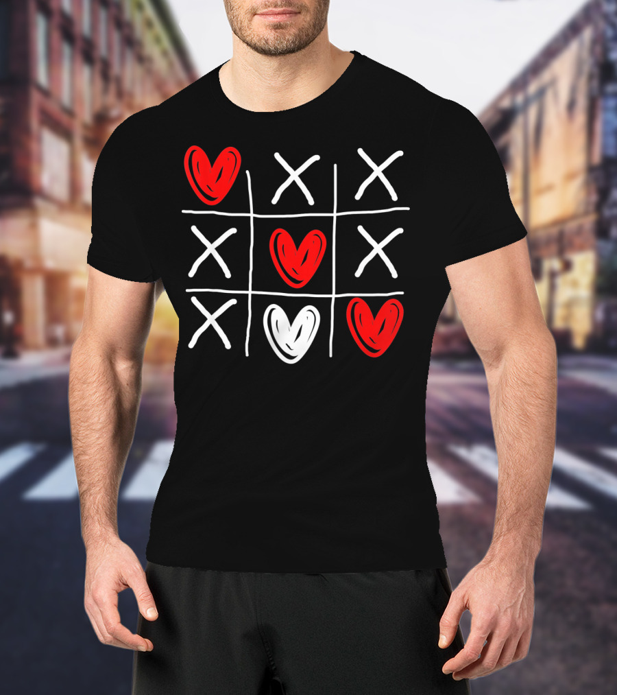 Cute Hearts Tic Tac Toe Valentines Day T-Shirt