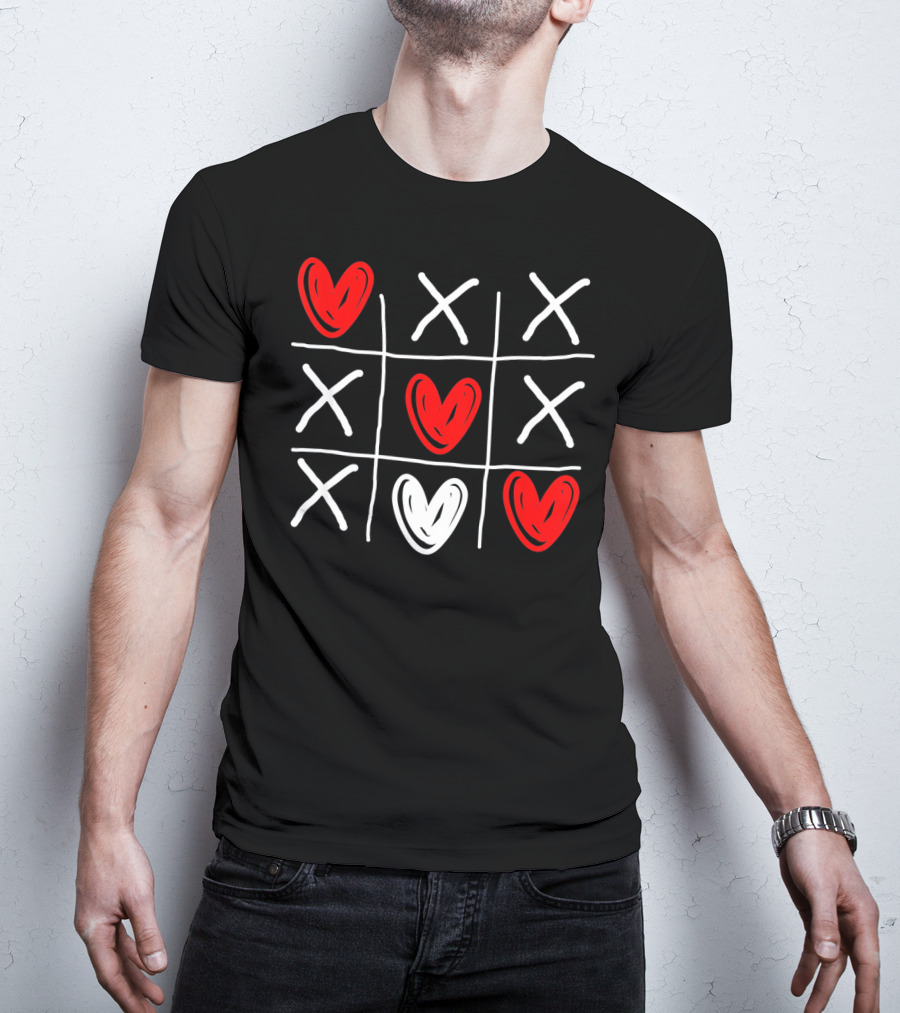 Cute Hearts Tic Tac Toe Valentines Day T-Shirt