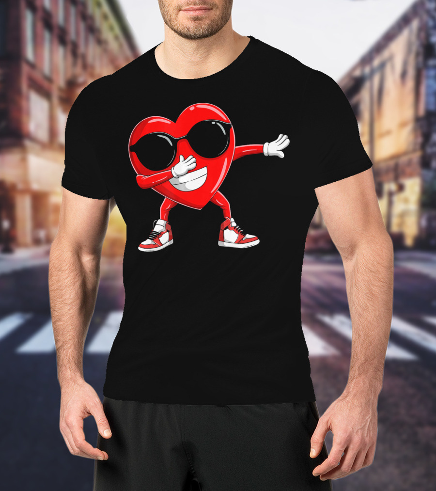 Dabbing Heart With Sunglasses Valentine's Day Cute T-Shirt