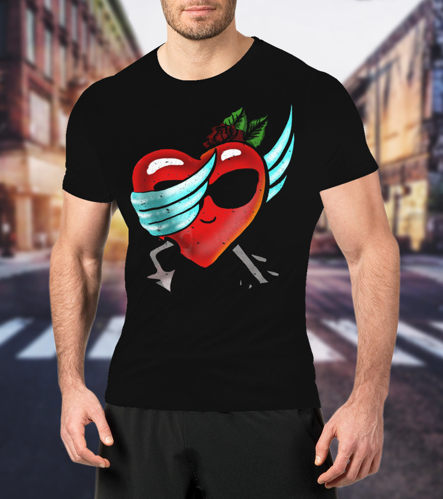 Playful Dabbing Heart With Wings Funny Valentines Day T-Shirt