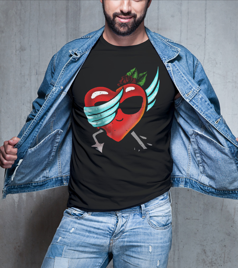 Playful Dabbing Heart With Wings Funny Valentines Day T-Shirt
