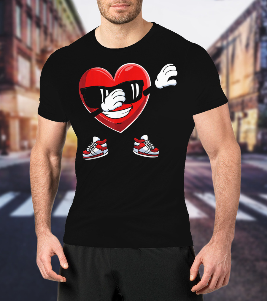 Dabbing Heart With Sunglasses Sneaker Dance T-Shirt
