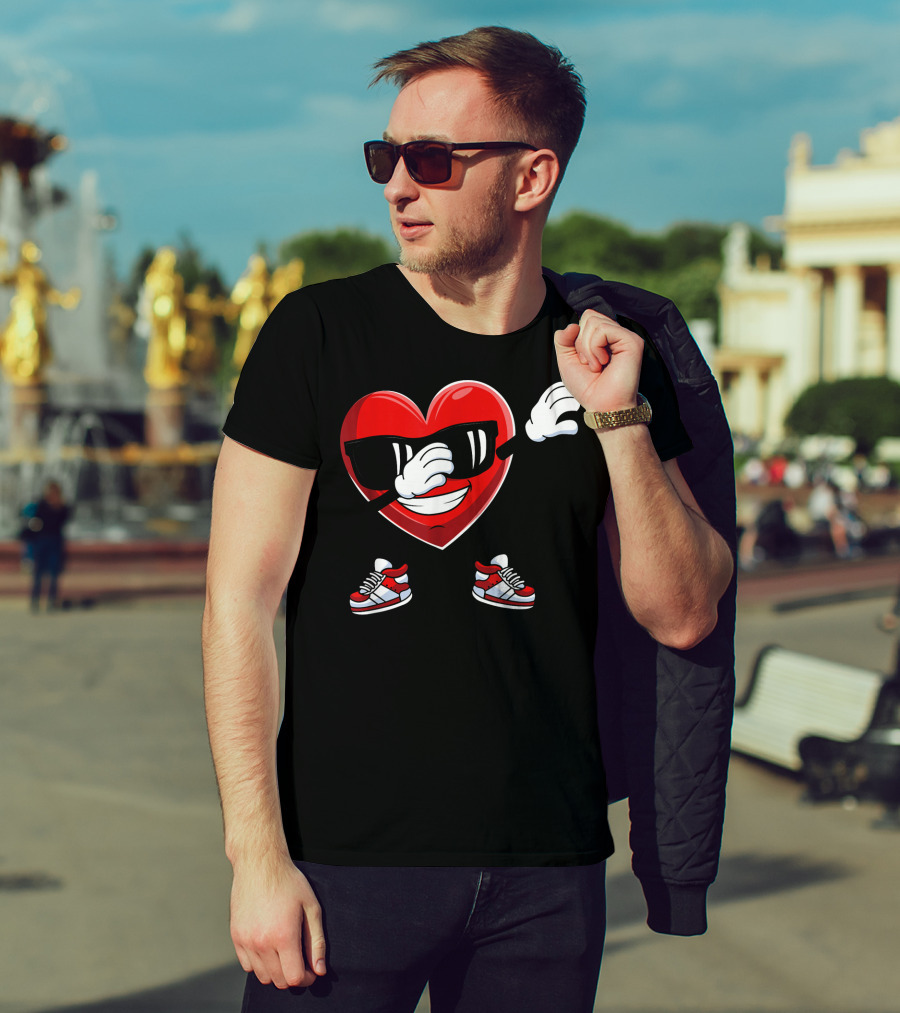 Dabbing Heart With Sunglasses Sneaker Dance T-Shirt