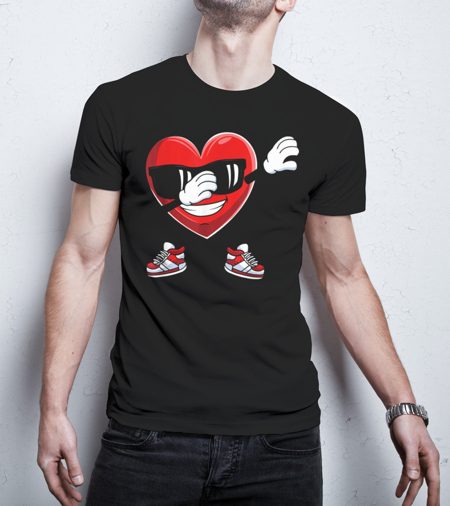 Dabbing Heart With Sunglasses Sneaker Dance T-Shirt