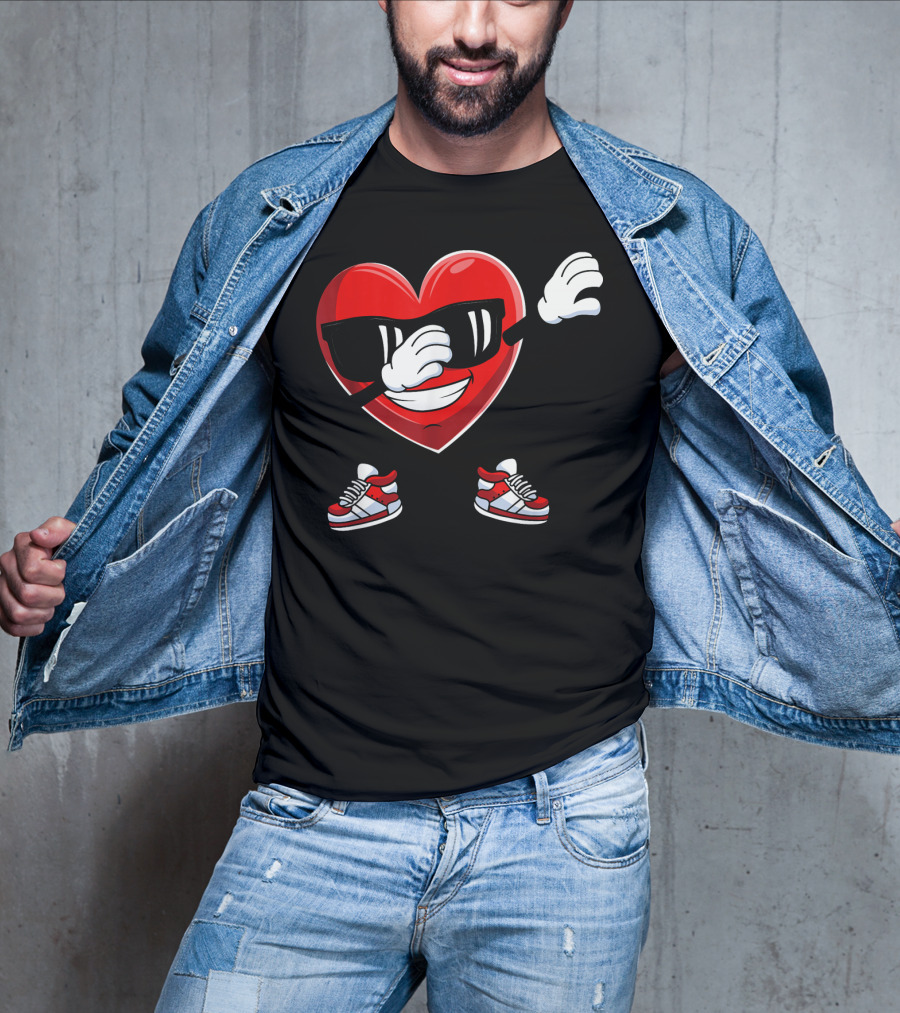 Dabbing Heart With Sunglasses Sneaker Dance T-Shirt