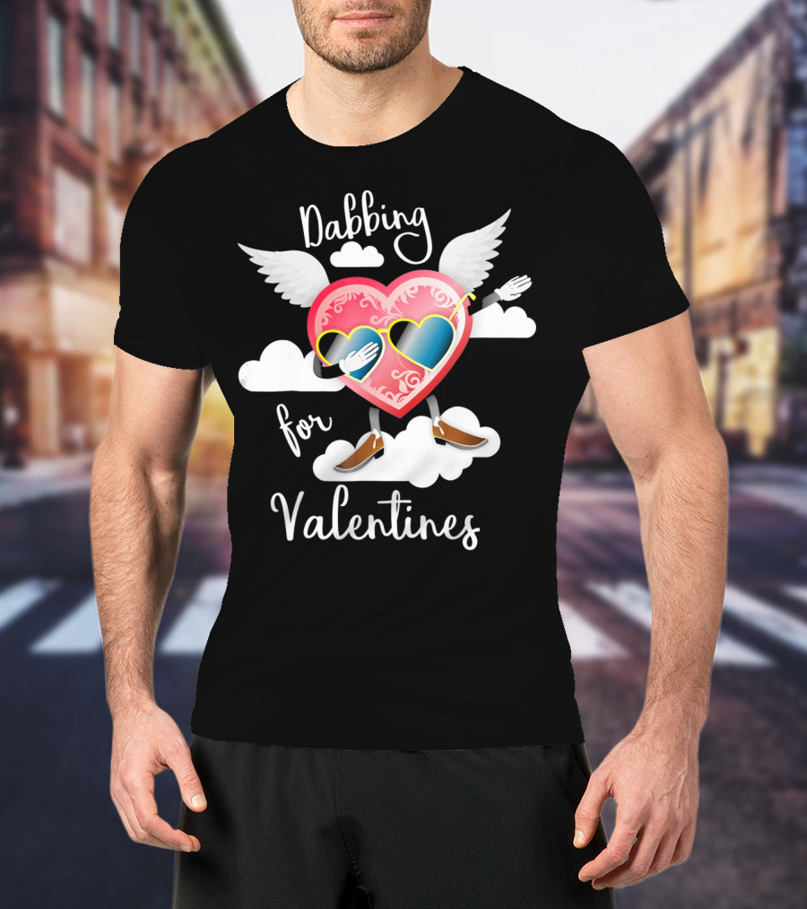 Dabbing Heart With Wings And Clouds For Valentines Kids Day T-Shirt