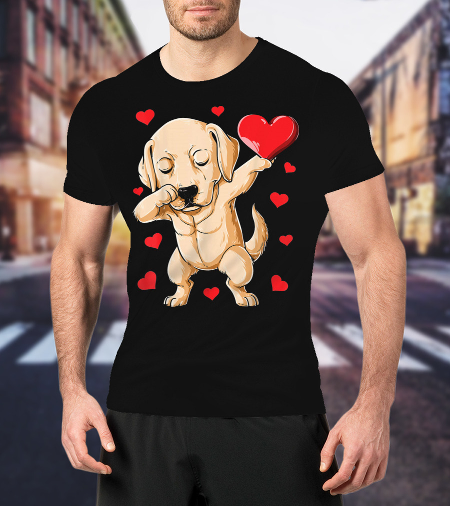 Dabbing Labrador Valentine's Day Heart Dance T-Shirt