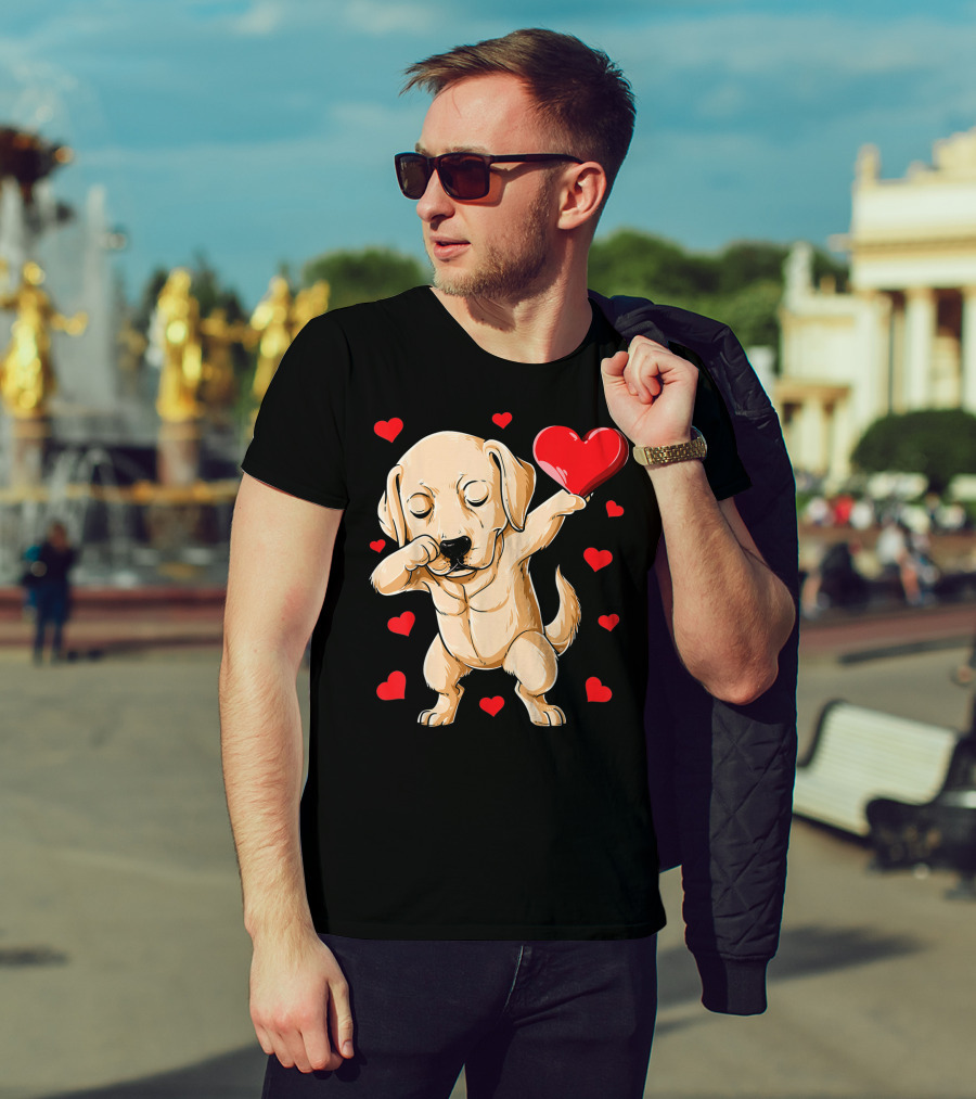 Dabbing Labrador Valentine's Day Heart Dance T-Shirt
