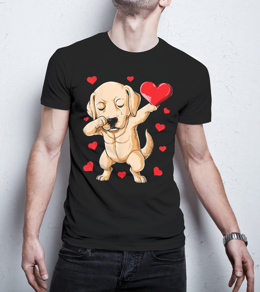 Dabbing Labrador Valentine's Day Heart Dance T-Shirt