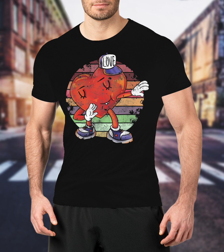 Love Dabbing Heart Valentines Day T-Shirt