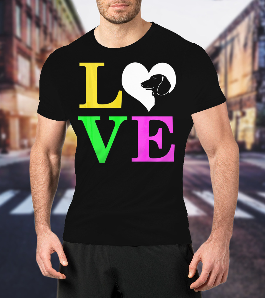 LOVE Dachshund Dog Heart Valentines T-Shirt