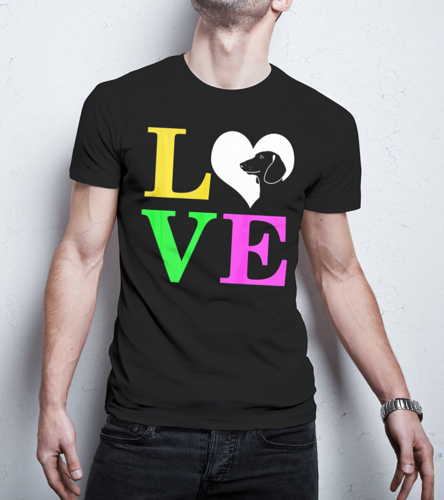 LOVE Dachshund Dog Heart Valentines T-Shirt