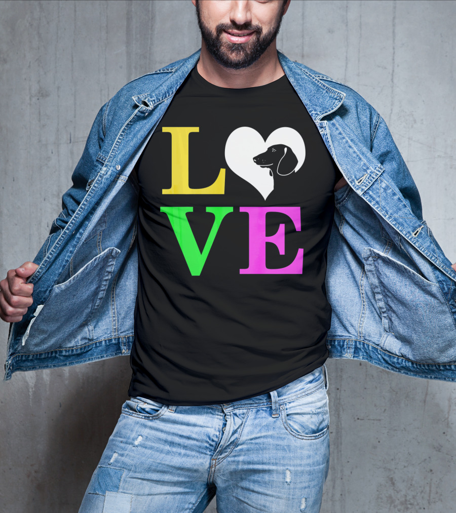 LOVE Dachshund Dog Heart Valentines T-Shirt