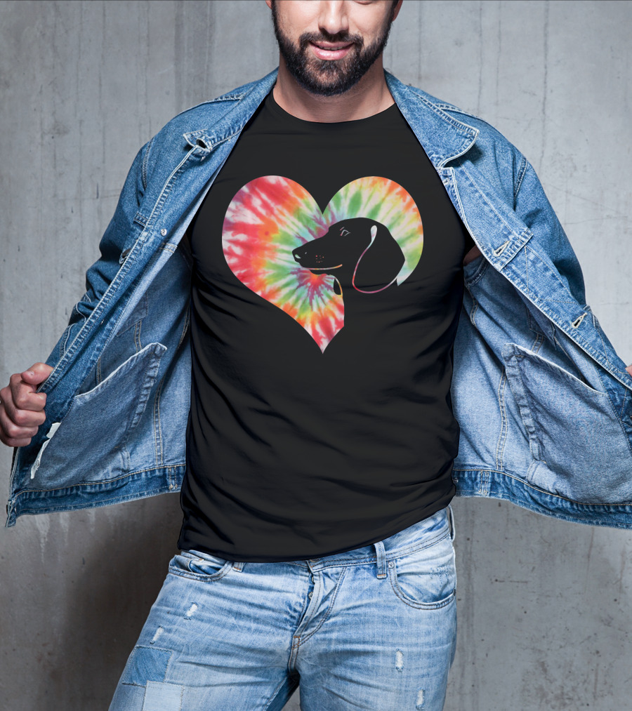 Dachshund Dog Heart Tie Dye Valentines T-Shirt