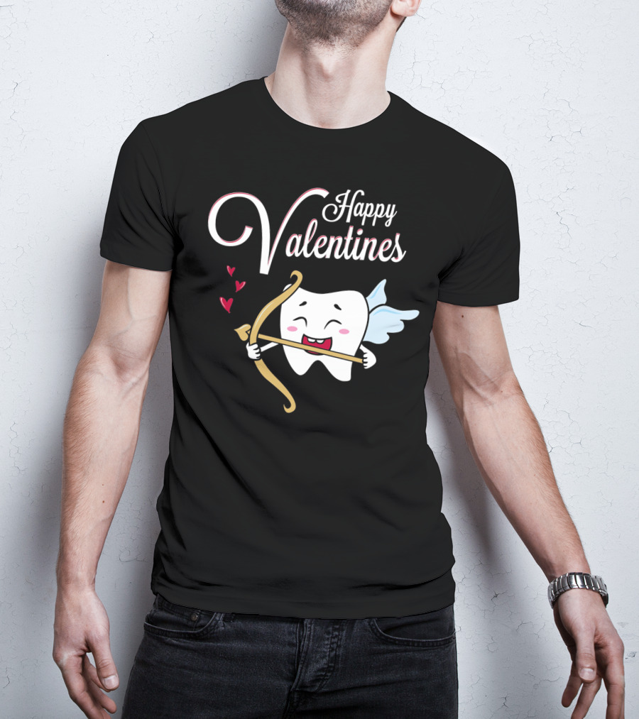Happy Valentines Dental Hygienist Dentist Tooth Cupid T-Shirt