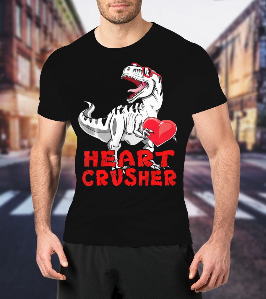 Dinosaur Valentines Day Heart Crusher T-Shirt